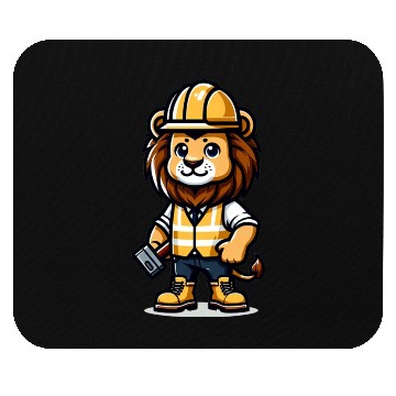 Discover Cute Lion Construction Worker Mouse Pads