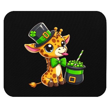 Discover St. Patrick's Day Giraffe with Bubble Tea Mouse Pads
