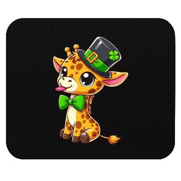 Discover St. Patrick's Day Giraffe: Cute Kawaii Style Mouse Pads