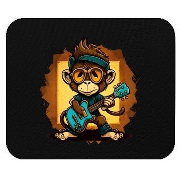 Discover Monkey Chimpanzee Playing Acousitc Rock Guitar Mouse Pads