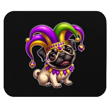 Discover Mardi Gras Pug with Jester Hat Mouse Pads
