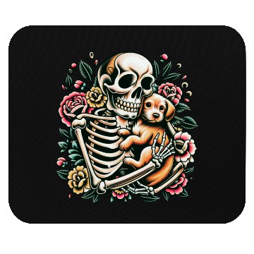 Discover Skeleton Cute Puppy Dog Floral Old School Vintage Mouse Pads