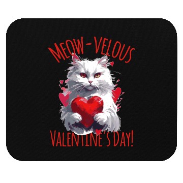 Discover Meow-velous Valentines Day White Cat Mouse Pads