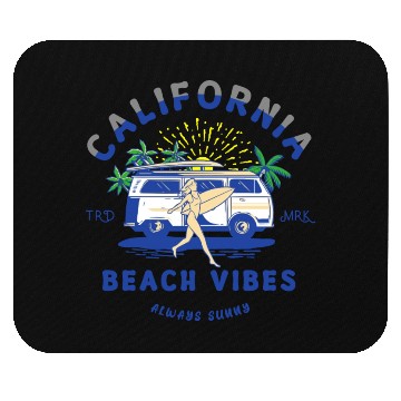 Discover California Beach Vibes Retro Camper Van Mouse Pads