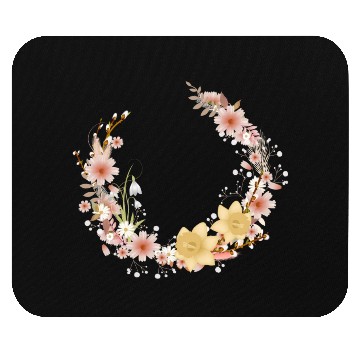 Discover Spring floral wreath of daffodils and catkins Mouse Pads