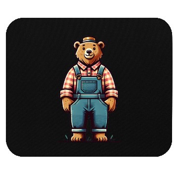Discover Cute Bear Farmer Mouse Pads