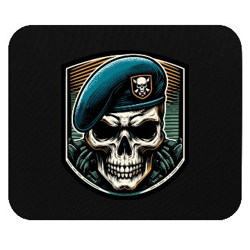 Discover Beret Skull Military Emblem Mouse Pads