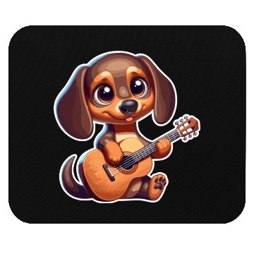 Discover Cute Dachshund playing Guitar Mouse Pads