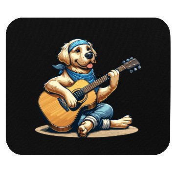 Discover Golden Retriever playing Guitar Mouse Pads