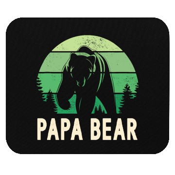 Discover Papa Bear Forest Green Retro Mens Mouse Pads