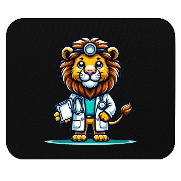 Discover Cute Lion Doctor Mouse Pads
