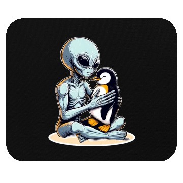 Discover Alien Embracing Penguin Mouse Pads