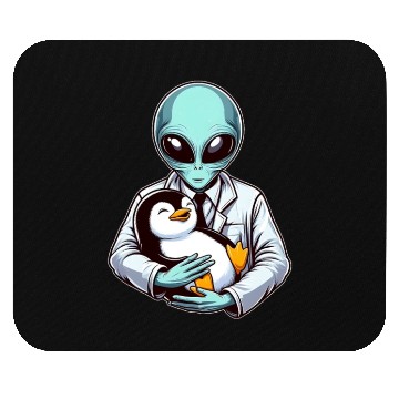 Discover Alien Embracing Penguin Mouse Pads