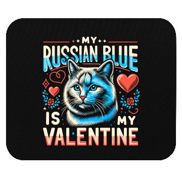 Discover Russian Blue Cat Love Cute Valentine's for Cat lov Mouse Pads