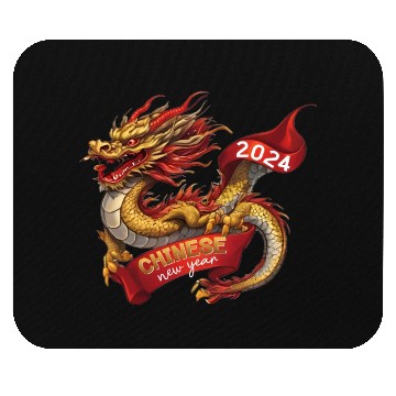 Discover Chinese New Year Dragon: Red Gold Grey White Mouse Pads