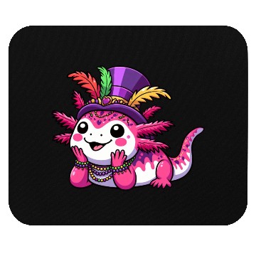 Discover Mardi Gras Axolotl: Carnival Joy Mouse Pads