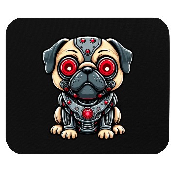 Discover Cyborg Pug with Red Eyes Mouse Pads