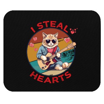 Discover Cat Musician with Sunglasses Mouse Pads