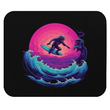 Discover Dangerous Planet Surfing, Alien Creature Encounter Mouse Pads