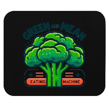 Discover Broccoli: Green and Mean Eating Machine Mouse Pads