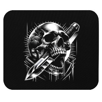 Discover Radiant Edge: Skull with Combat Knife Mouse Pads
