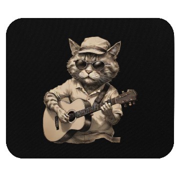 Discover Cat Playing Guitar Mouse Pads