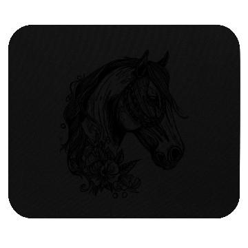 Discover Flower Tattoo Horse Portrait Style Mouse Pads