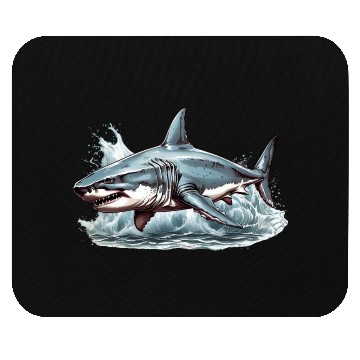 Discover Angry great white shark Mouse Pads