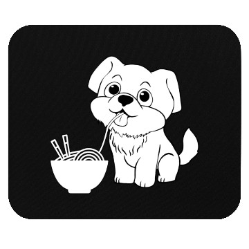 Discover Cute Dog Eating Ramen Mouse Pads