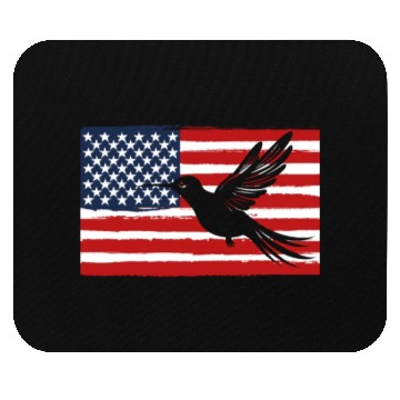 Discover Hummingbird Us Flag Us American Flag Mouse Pads