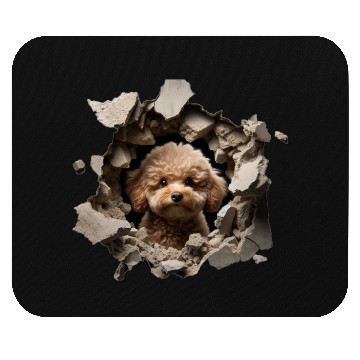 Discover Toy Poodle Peeking Through a Hole Mouse Pads