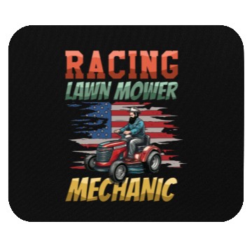 Discover Racing Lawn Mower Mechanic Backyard Mouse Pads