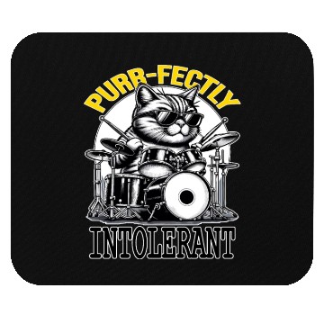 Discover Cat Drummer, Purrfectly Intolerant Beat Master Mouse Pads