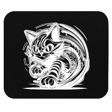 Discover Clumsy Wild House Cat In Tattoo Style Mouse Pads