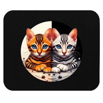 Discover Bengal Kittens Black White Background Mouse Pads