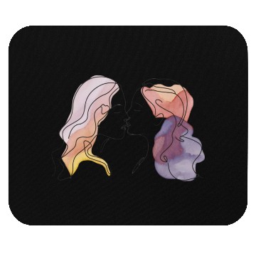 Discover Lesbian Couple Simple Minimalistic Drawing Mouse Pads