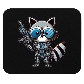 Discover Cool raccoon cyborg Mouse Pads