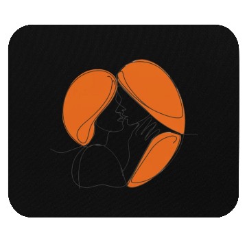 Discover Elegant Lesbian Couple Kissing Line Drawing Mouse Pads