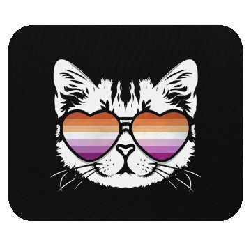 Discover Funny Lesbian Cat with Lesbian Flag Glasses Mouse Pads