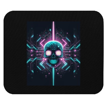 Discover Retro neon cyberpunk pixelated skull Mouse Pads