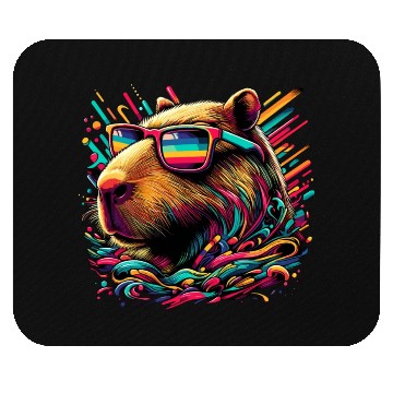 Discover Neon Capybara With Sunglasses Mouse Pads
