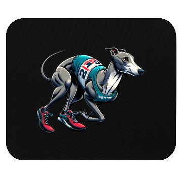 Discover Marathon Master: Greyhound's Race Day Mouse Pads