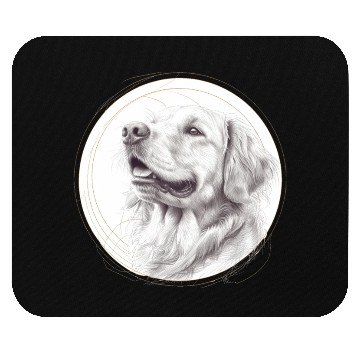 Discover Golden retriever portrait pencil sketch Mouse Pads