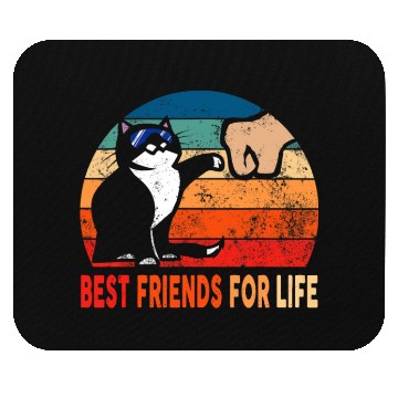 Discover Best Friends for Life Fist Bump Cat Owner Retro Mouse Pads