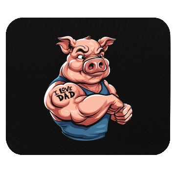 Discover Pig Pork Biceps Tattoo I Love Dad Mouse Pads