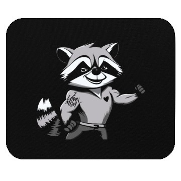 Discover Racoon I Love Mom Mouse Pads