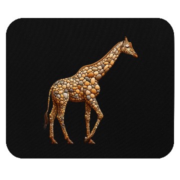 Discover Serene Giraffe - Pebble Art Mouse Pads