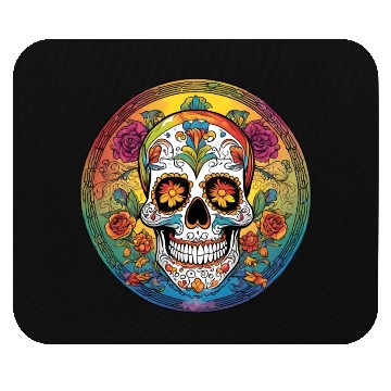 Discover Sugar skull rainbow Mouse Pads