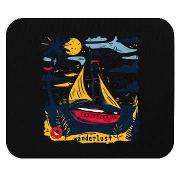 Discover Wanderlust Sailing Boat in The Sea Colorful Print Mouse Pads