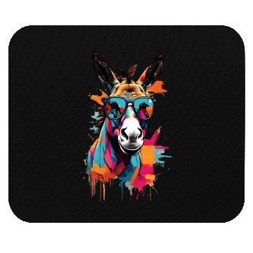 Discover artistic unique donkey design with sun glasses Mouse Pads